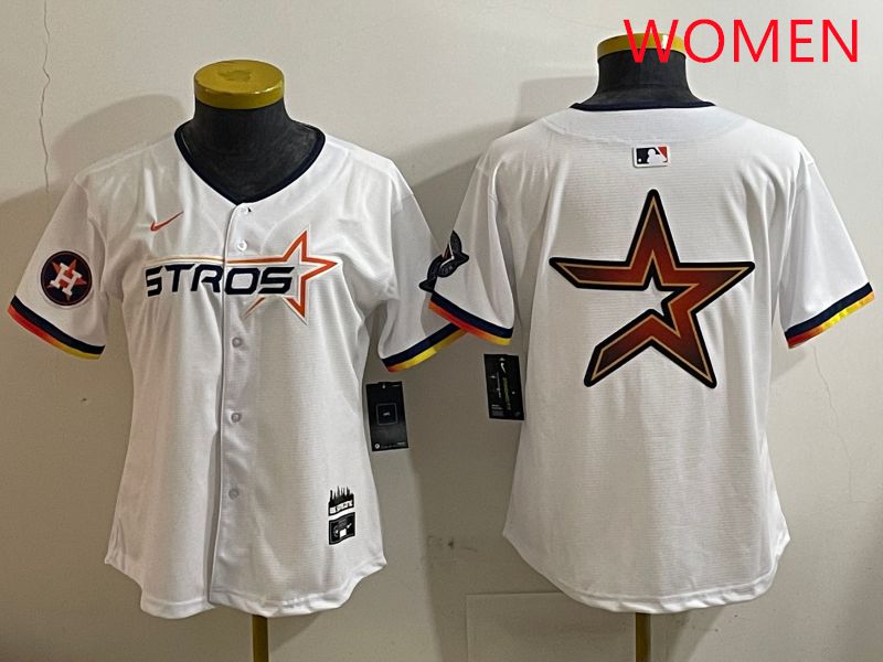 Women Houston Astros Blank White three generations Joint Name Nike 2025 MLB Jersey style 13